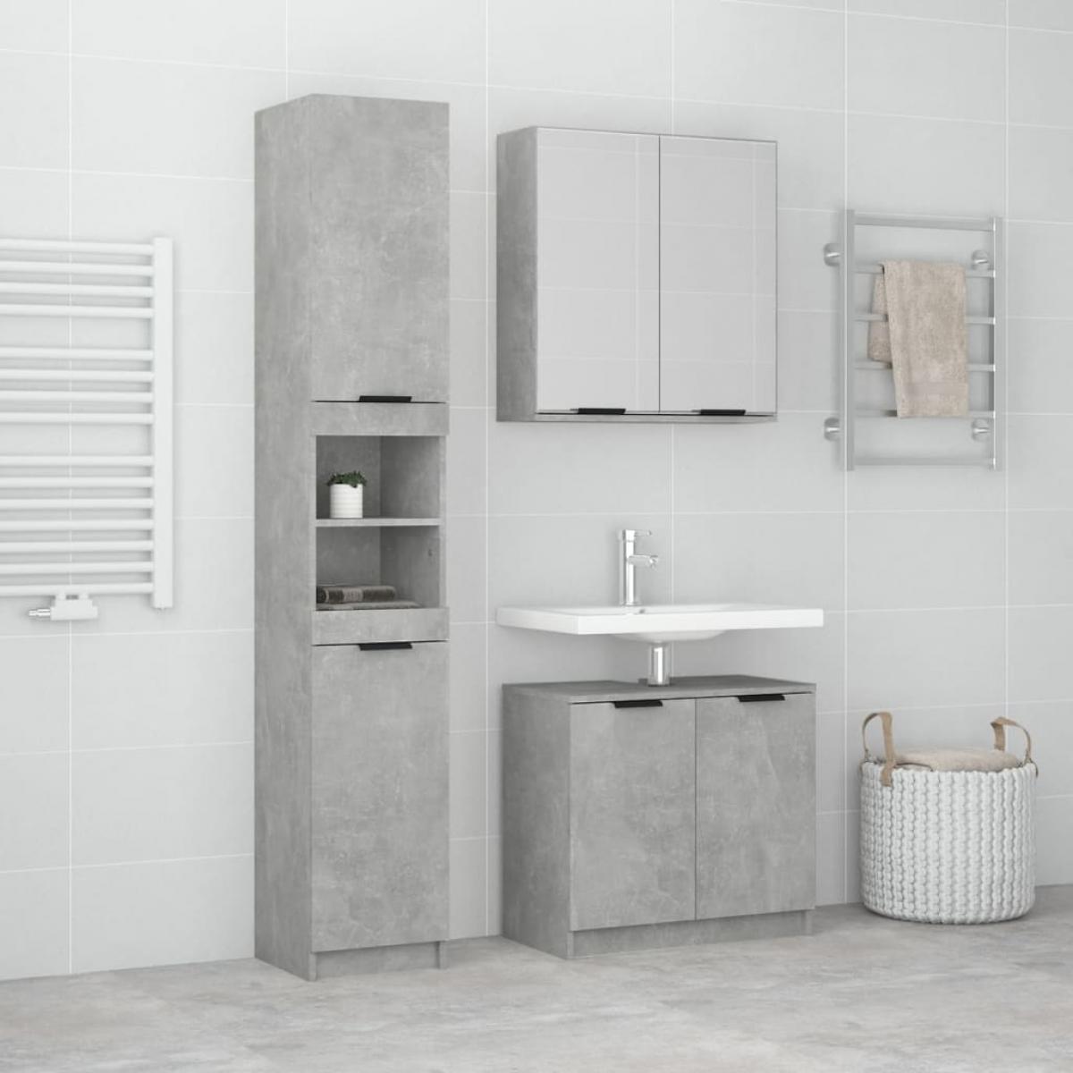 Set de muebles baño 3 pzas madera contrachapada gris hormigón