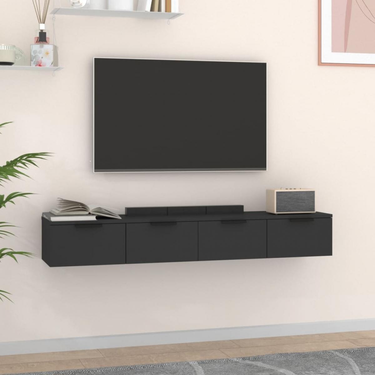 Armarios de pared 2 uds madera contrachapada negro 68x30x20 cm