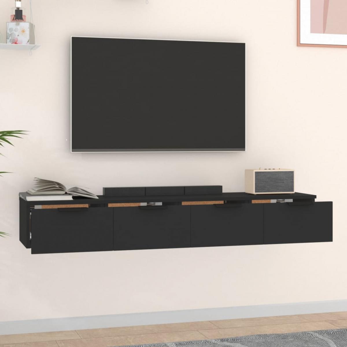 Armarios de pared 2 uds madera contrachapada negro 68x30x20 cm