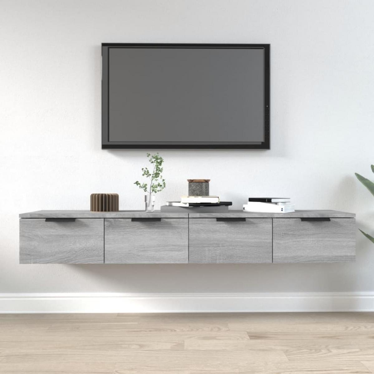 Armarios de pared 2 uds contrachapada gris Sonoma 68x30x20 cm