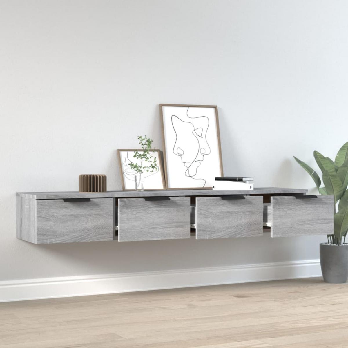 Armarios de pared 2 uds contrachapada gris Sonoma 68x30x20 cm