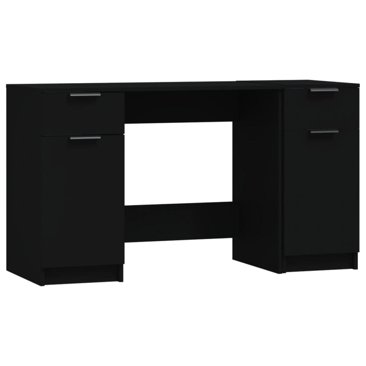 Escritorio con armario lateral madera contrachapada negro