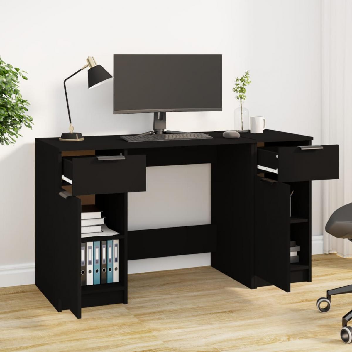 Escritorio con armario lateral madera contrachapada negro