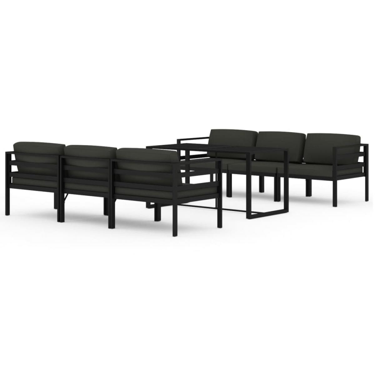 Set muebles de jardín 7 pzas y cojines aluminio gris antracita