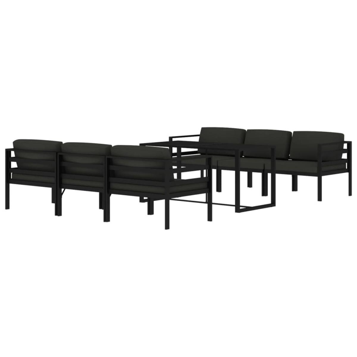 Set muebles de jardín 7 pzas y cojines aluminio gris antracita