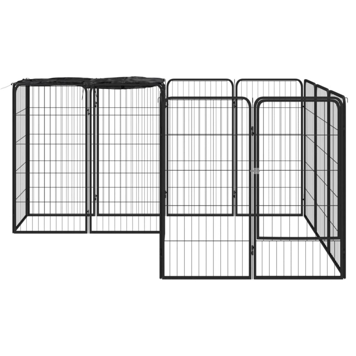 Jaula perros 14 paneles acero recubierto polvo negro 50x100 cm