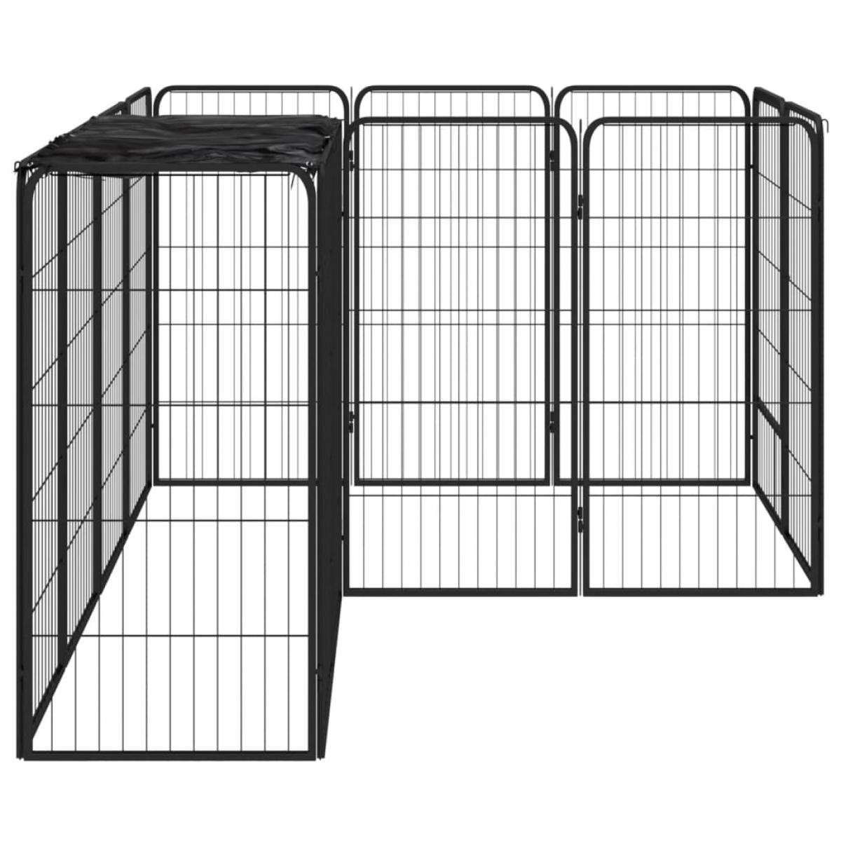 Jaula perros 14 paneles acero recubierto polvo negro 50x100 cm