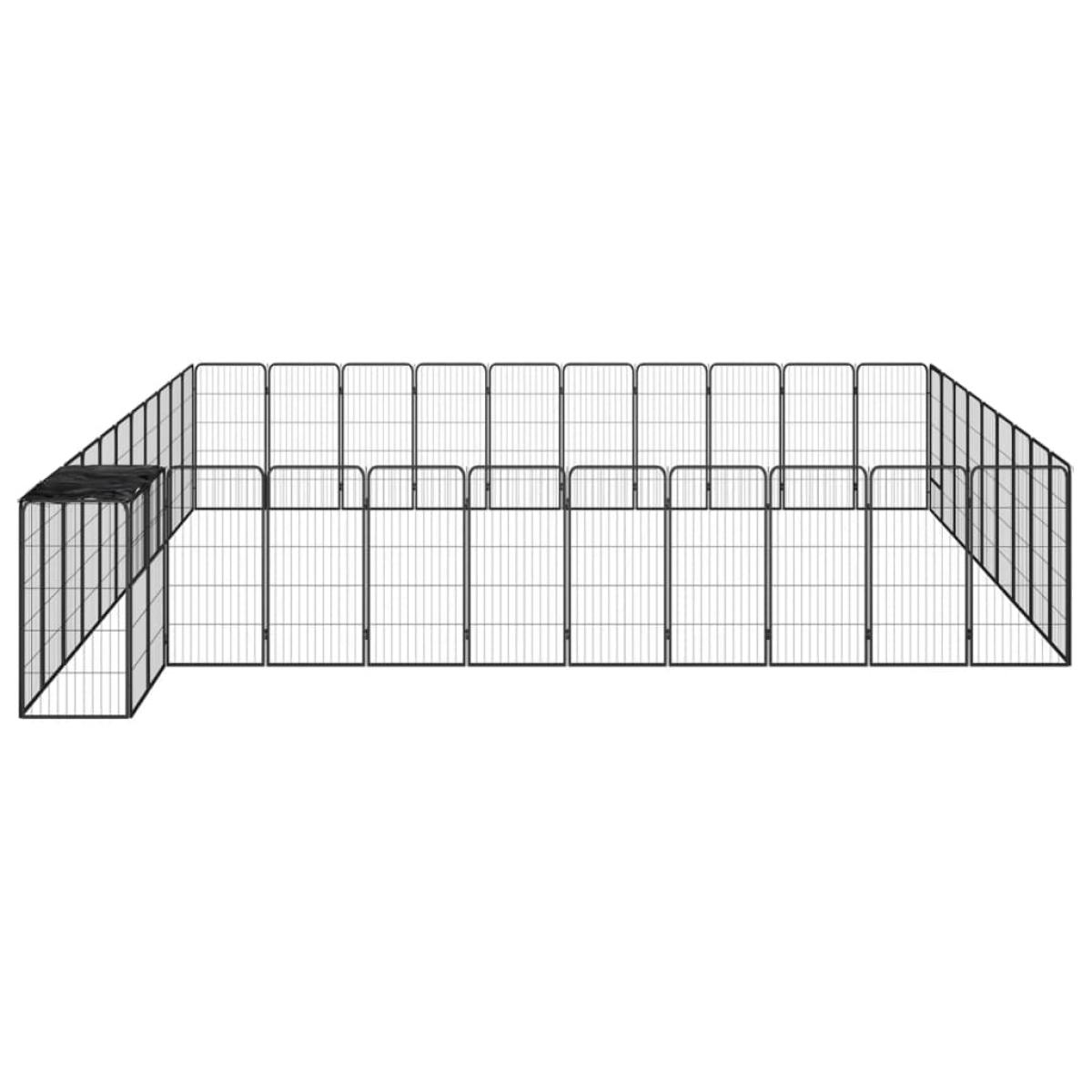 Jaula perros 42 paneles acero recubierto polvo negro 50x100 cm