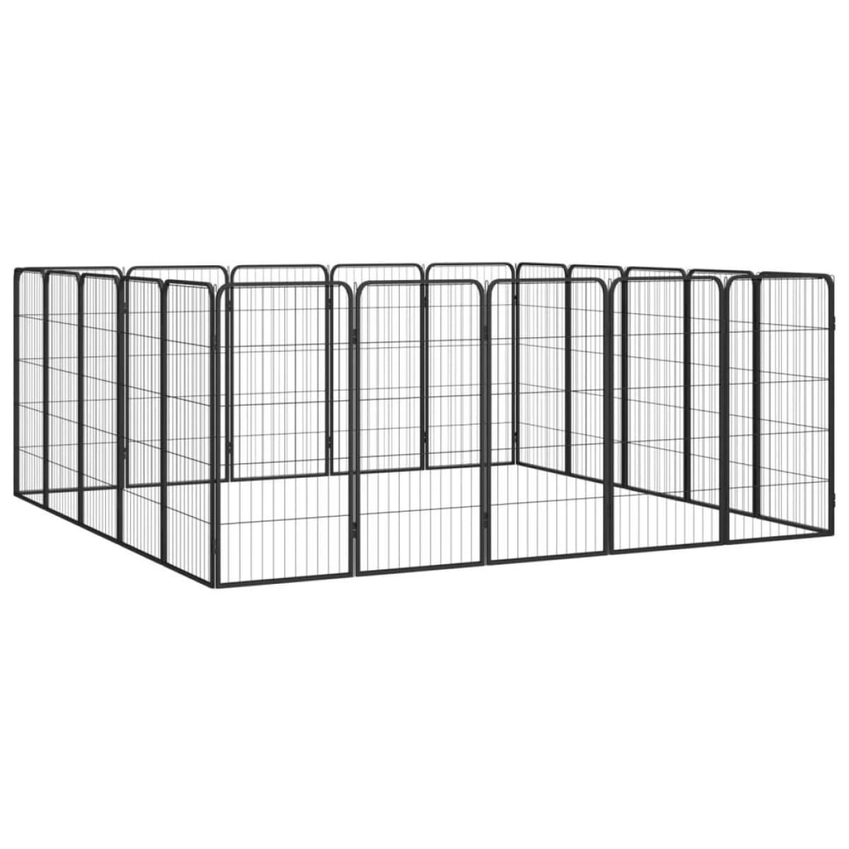Jaula perros 20 paneles acero recubierto polvo negro 50x100cm