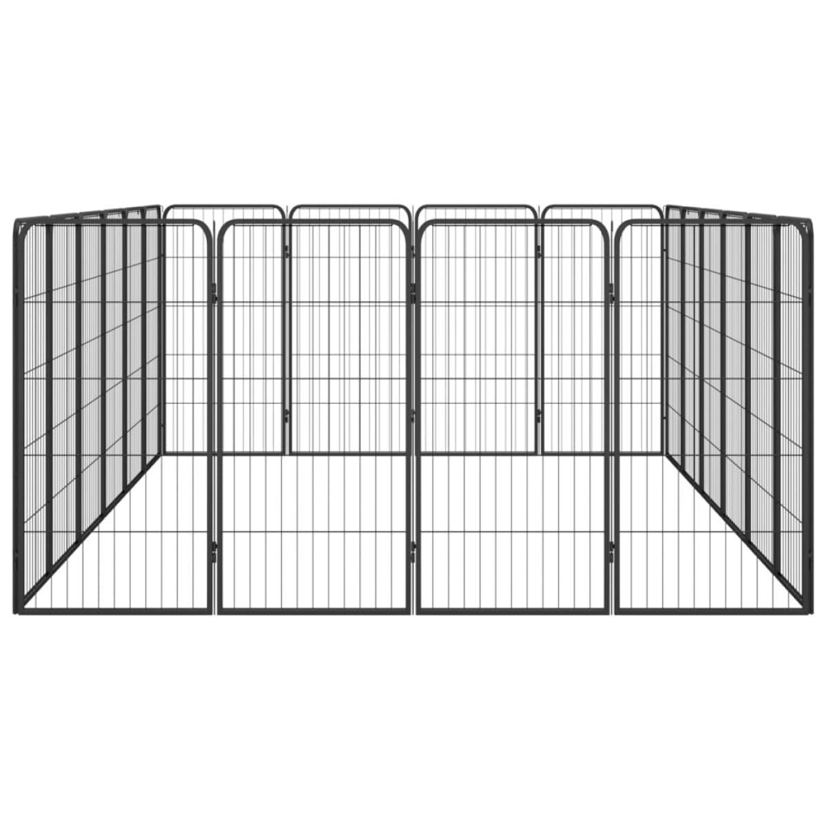 Jaula perros 20 paneles acero recubierto polvo negro 50x100cm