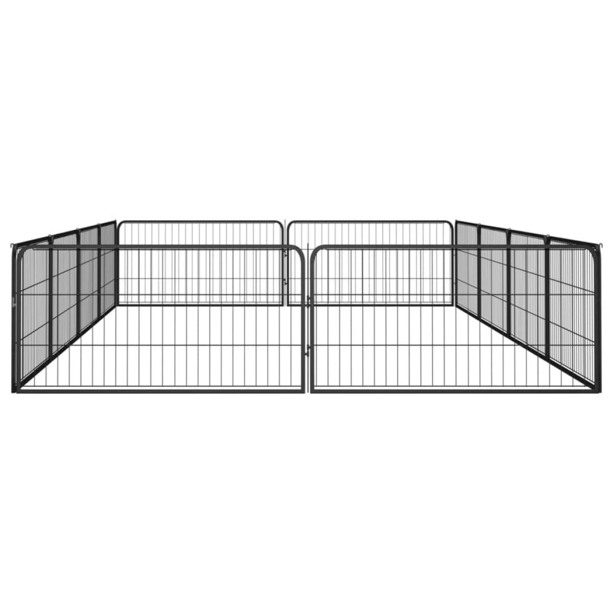 Jaula perros 12 paneles acero recubierto polvo negro 100x50 cm