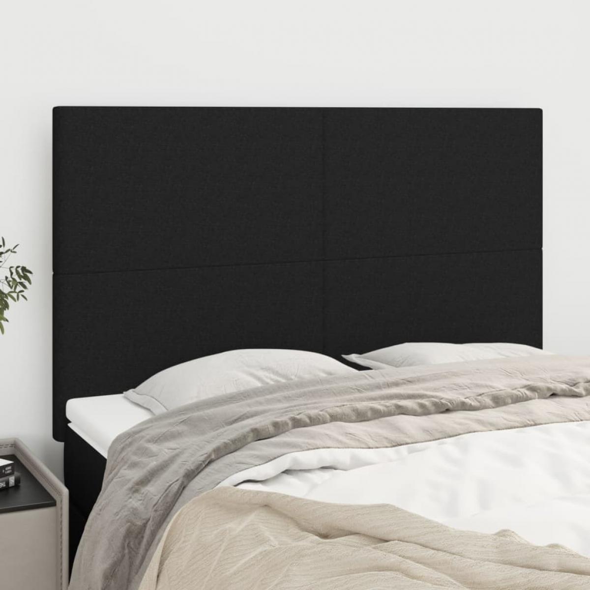 Cabeceros 4 unidades tela negro 72x5x78/88 cm