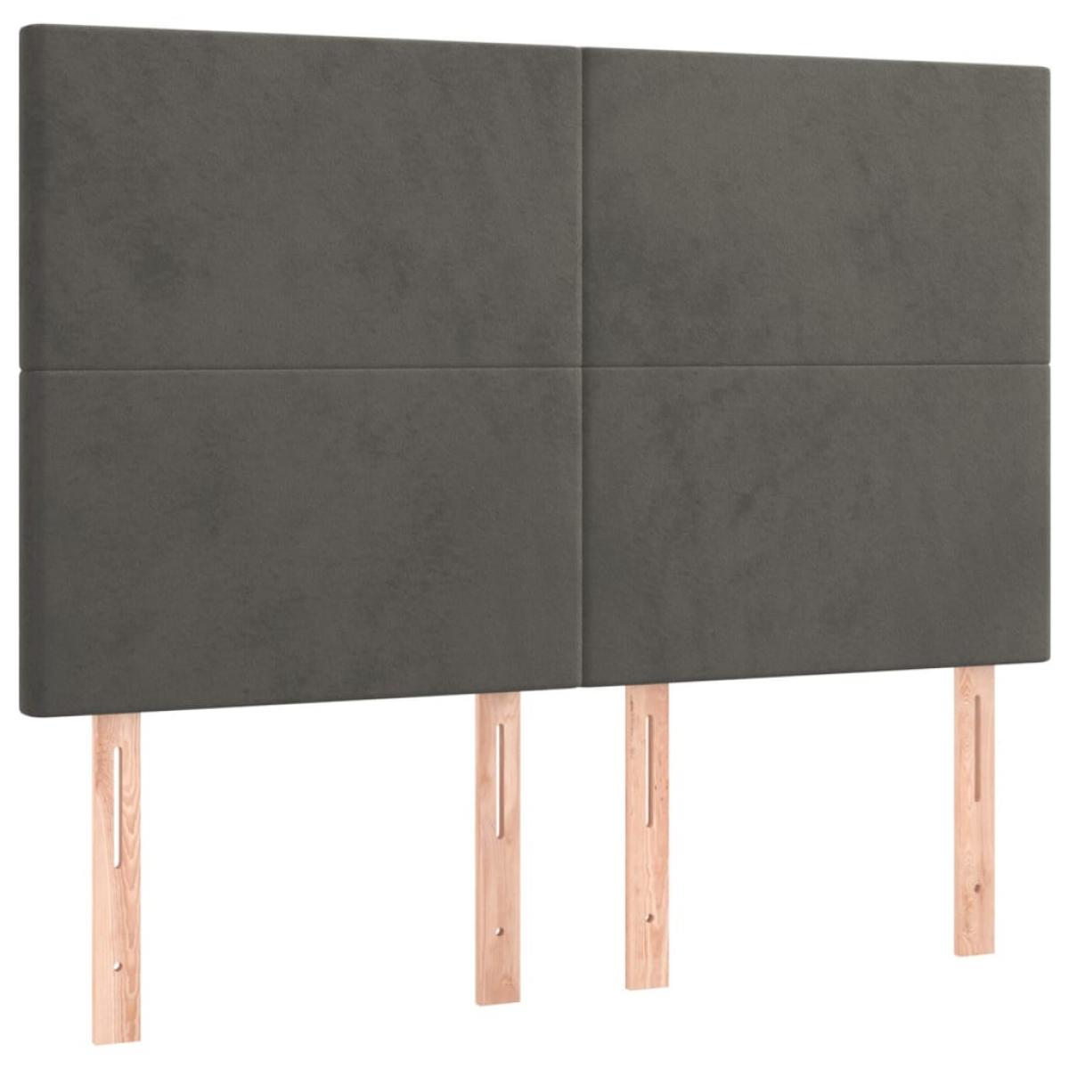 Cabeceros 4 unidades terciopelo gris oscuro 72x5x78/88 cm