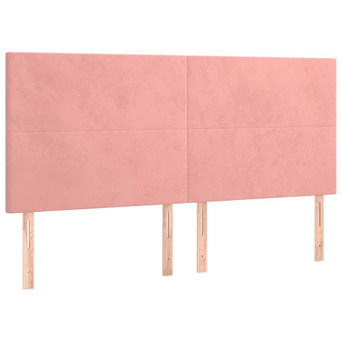 Cabeceros 4 unidades de terciopelo rosa 90x5x78/88 cm