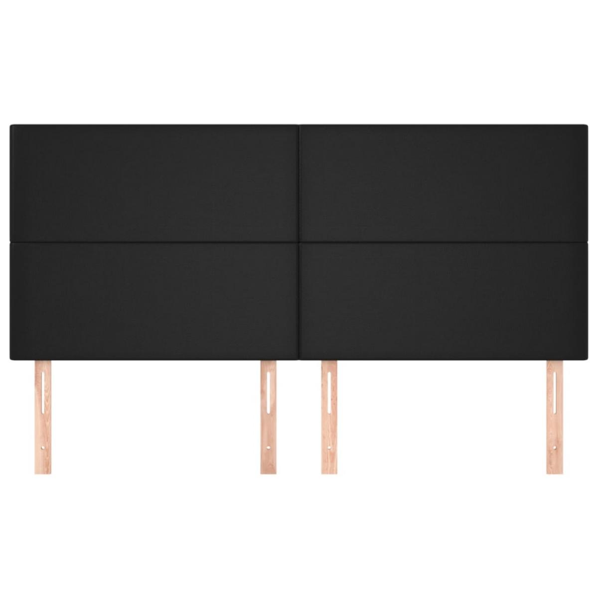 Cabeceros 4 unidades de cuero sintético negro 80x5x78/88 cm