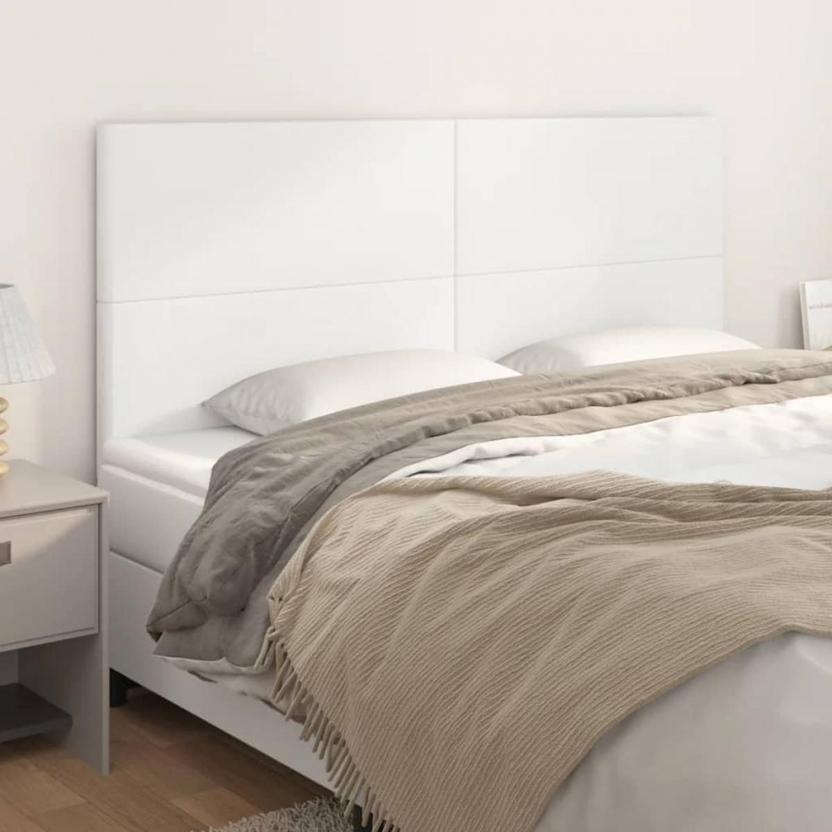 Cabeceros 4 unidades de cuero sintético blanco 90x5x78/88 cm