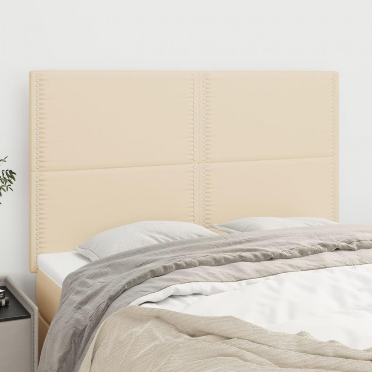Cabeceros 4 unidades tela color crema 72x5x78/88 cm