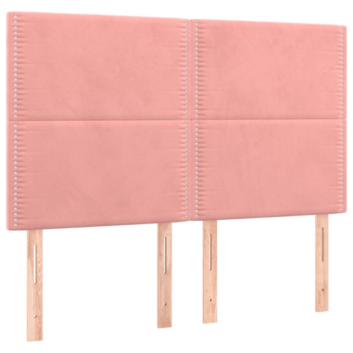 Cabeceros 4 unidades terciopelo rosa 72x5x78/88 cm