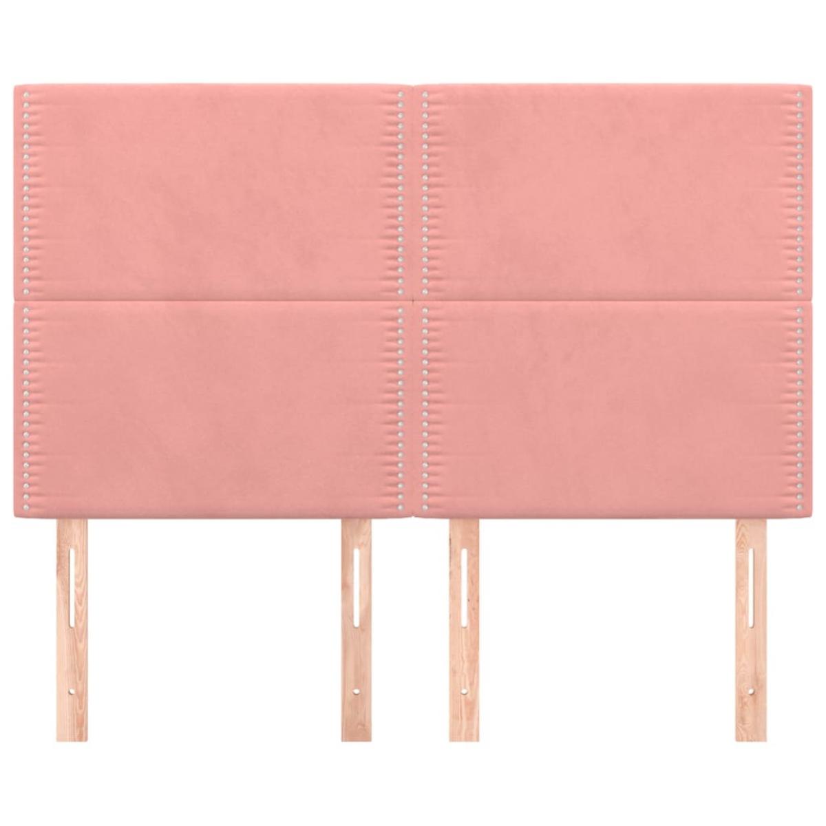Cabeceros 4 unidades terciopelo rosa 72x5x78/88 cm