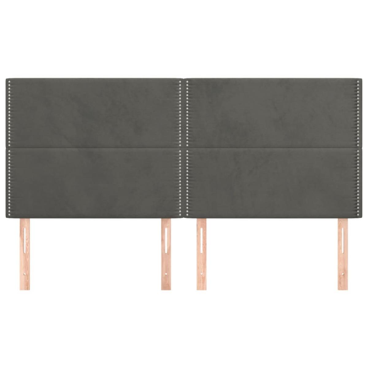 Cabeceros 4 unidades de terciopelo gris oscuro 80x5x78/88 cm