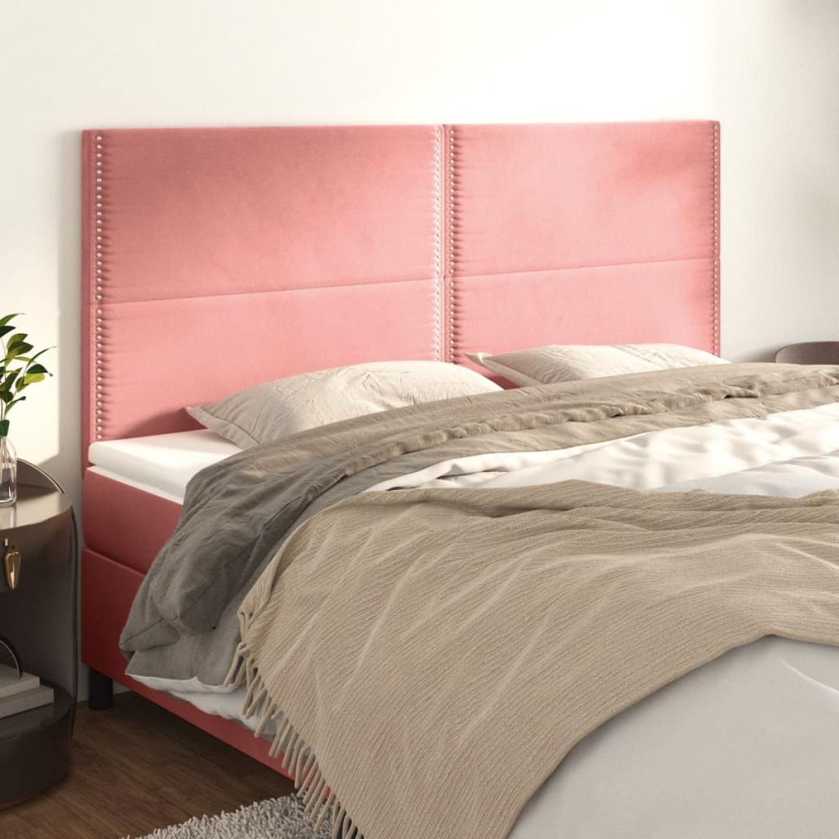 Cabeceros 4 unidades de terciopelo rosa 80x5x78/88 cm