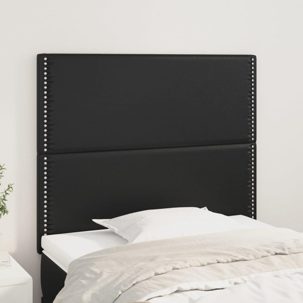 Cabeceros 2 unidades de cuero sintético negro 90x5x78/88 cm