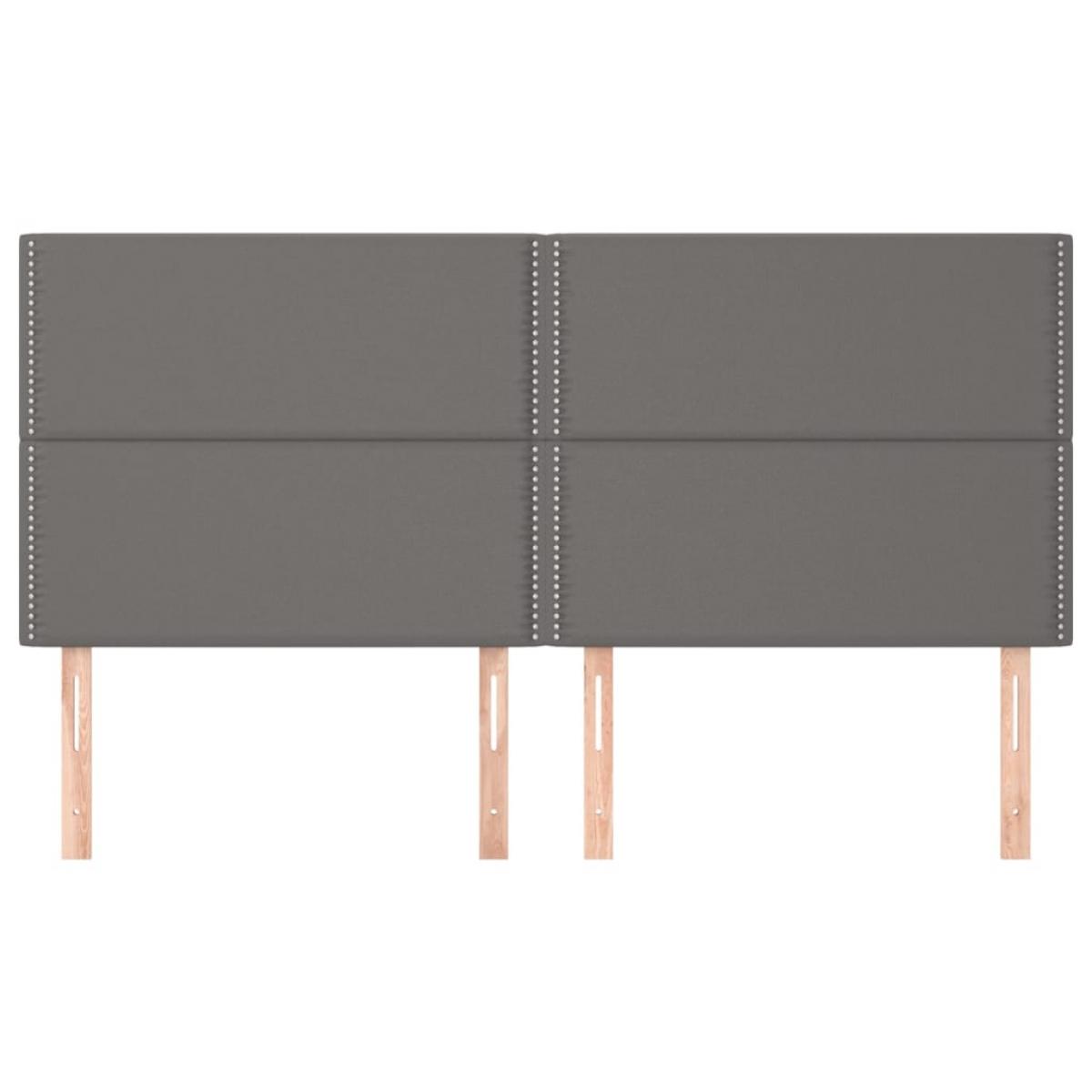 Cabeceros 4 unidades de cuero sintético gris 90x5x78/88cm