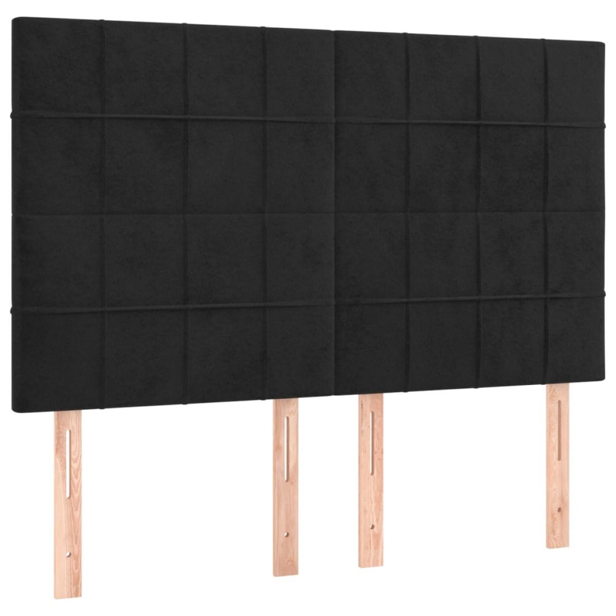 Cabeceros 4 unidades terciopelo negro 72x5x78/88 cm