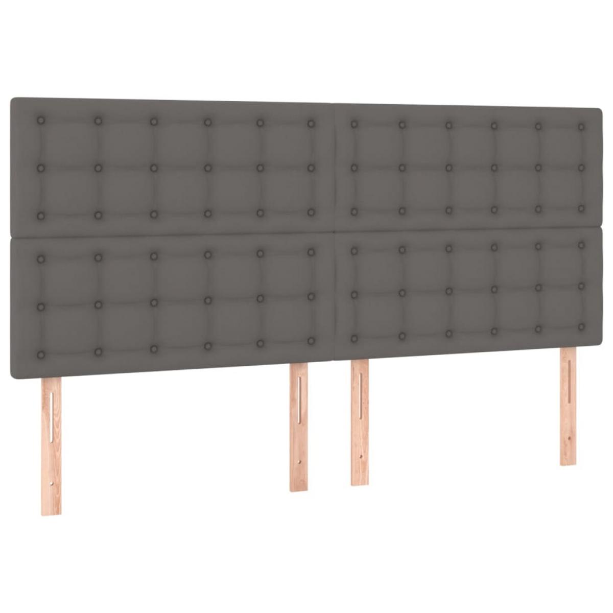 Cabeceros 4 unidades de cuero sintético gris 100x5x78/88 cm