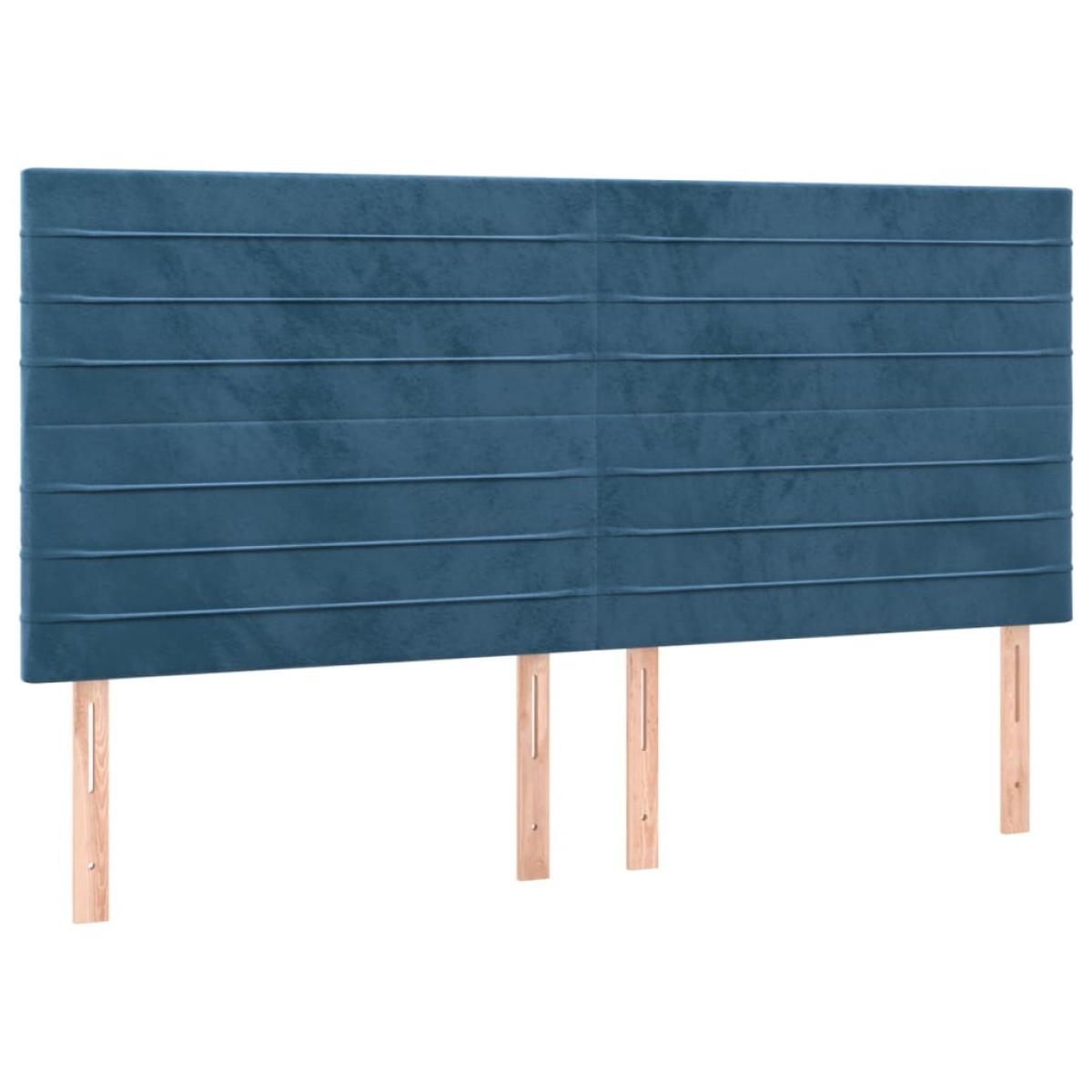 Cabeceros 4 unidades de terciopelo azul oscuro 90x5x78/88 cm