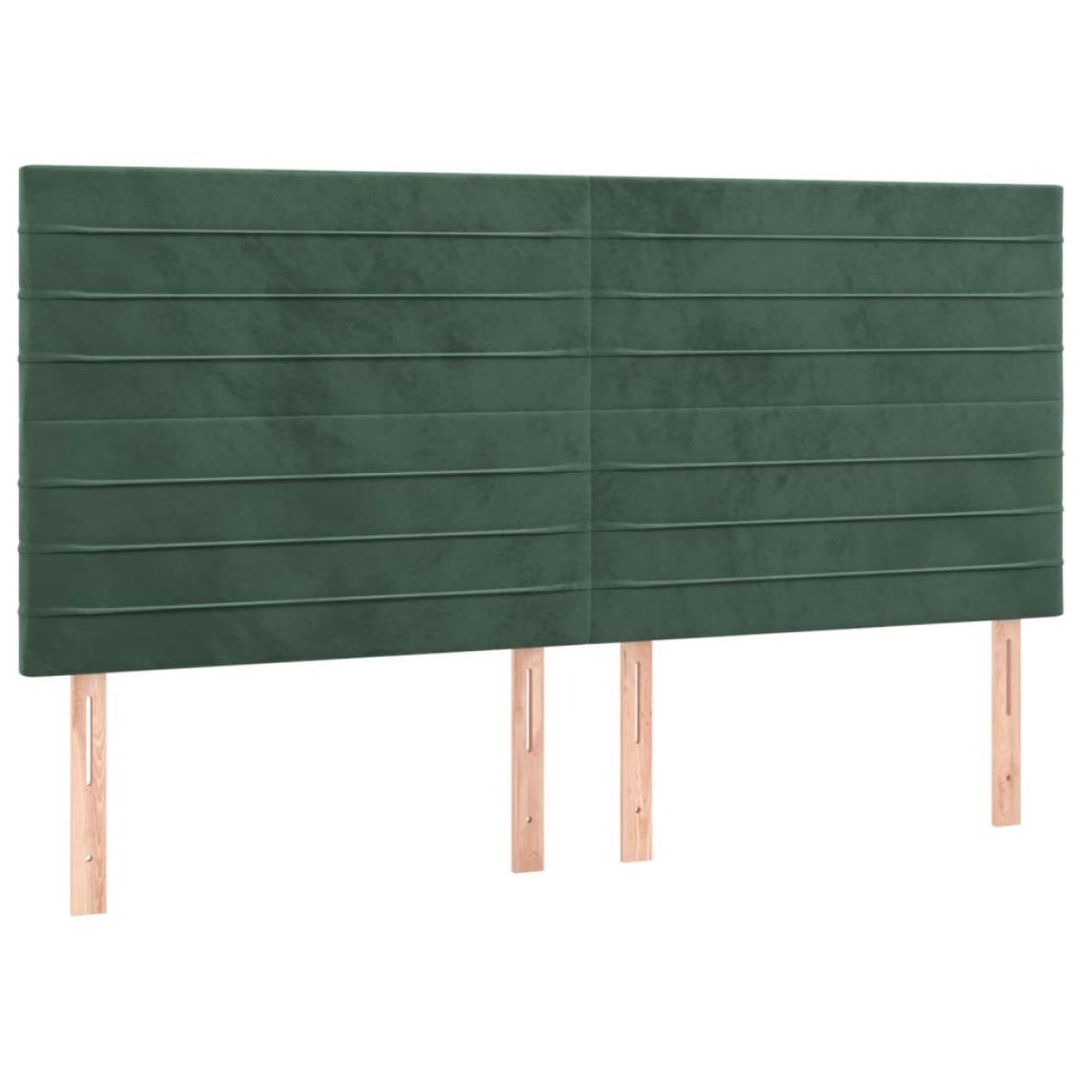Cabeceros 4 unidades de terciopelo verde oscuro 100x5x78/88 cm