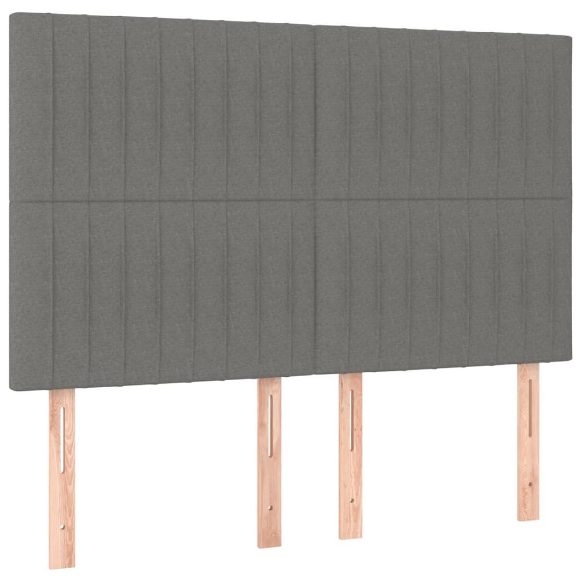 Cabeceros 4 unidades tela gris oscuro 72x5x78/88 cm