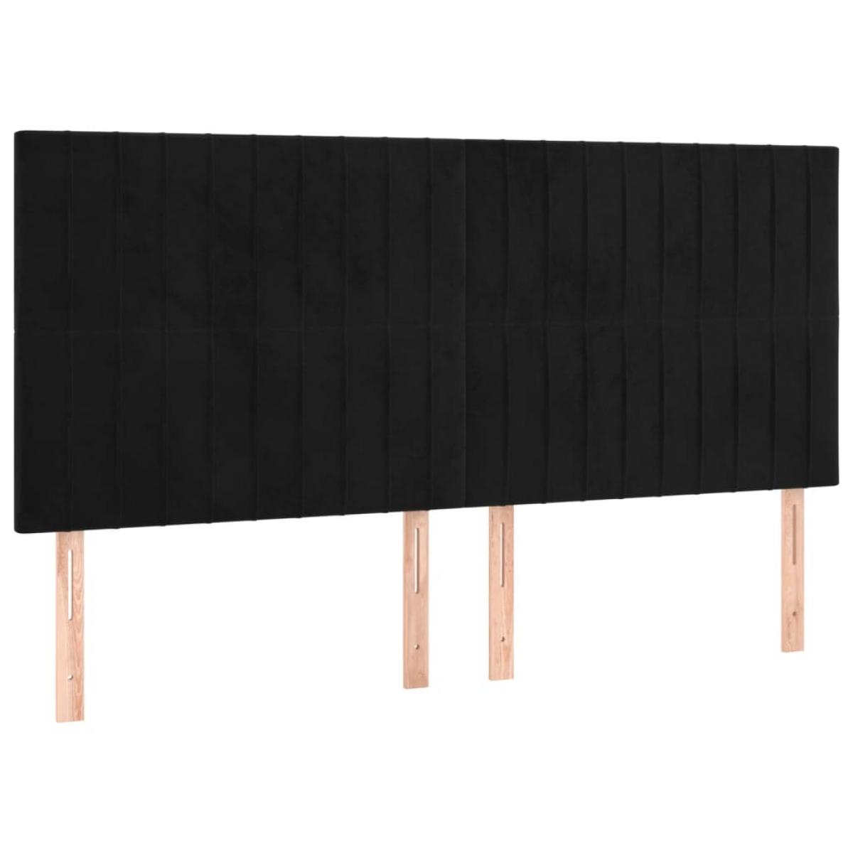 Cabeceros 4 unidades de terciopelo negro 90x5x78/88 cm