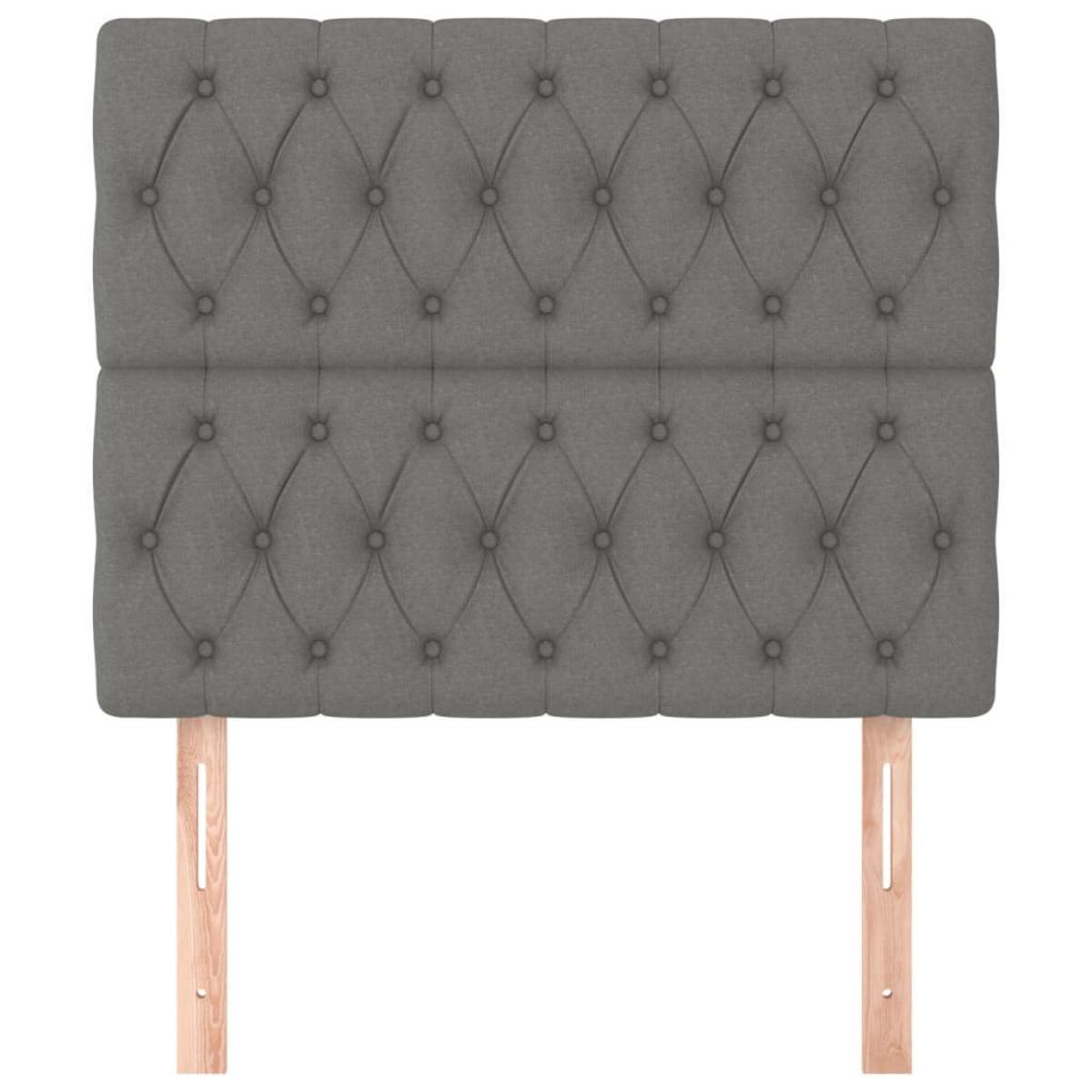 Cabeceros 2 unidades de tela gris oscuro 90x7x78/88 cm