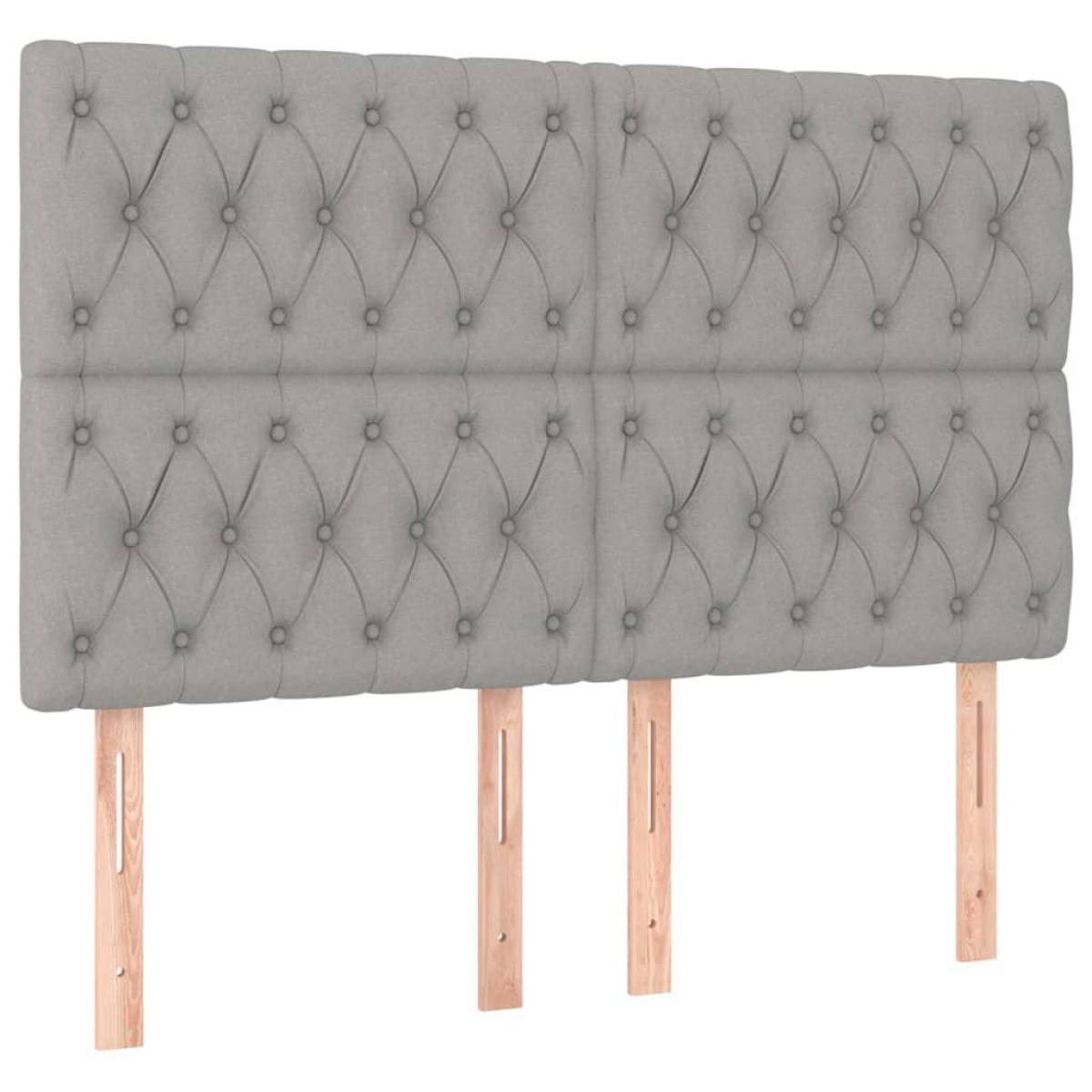 Cabeceros 4 unidades tela gris claro 72x7x78/88 cm