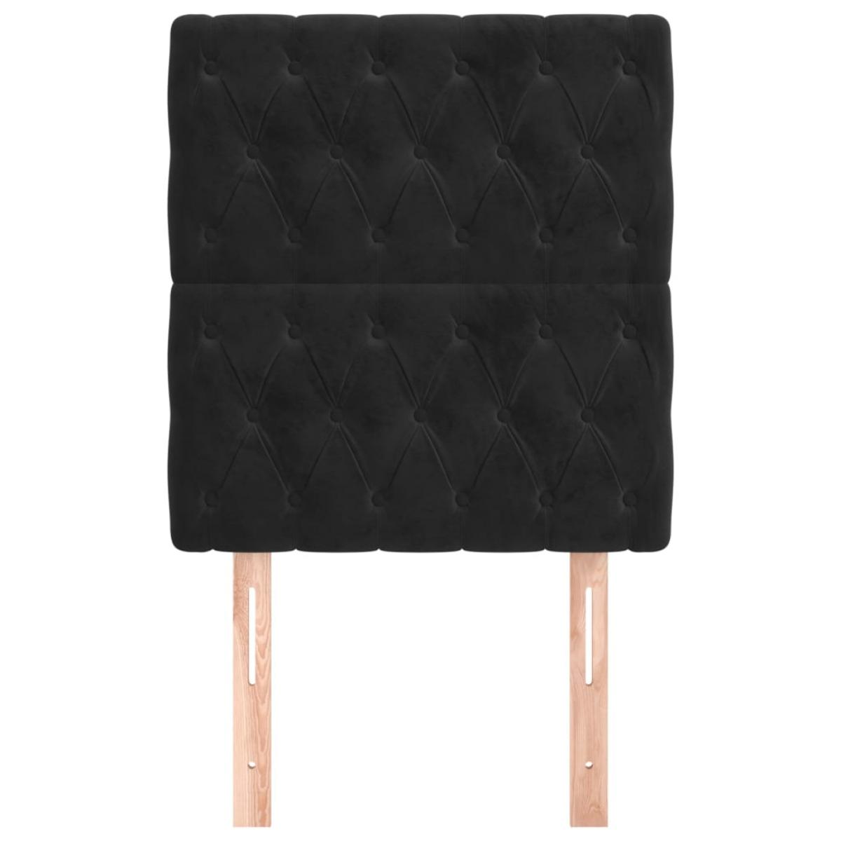 Cabeceros 2 unidades de terciopelo negro 80x7x78/88 cm