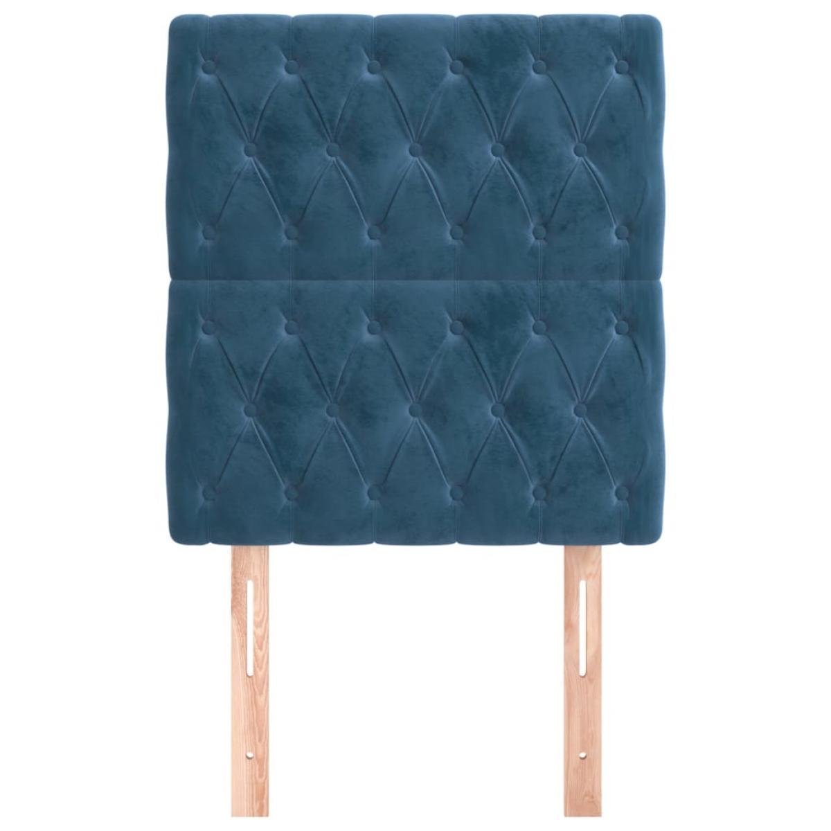 Cabeceros 2 unidades de terciopelo azul oscuro 80x7x78/88 cm