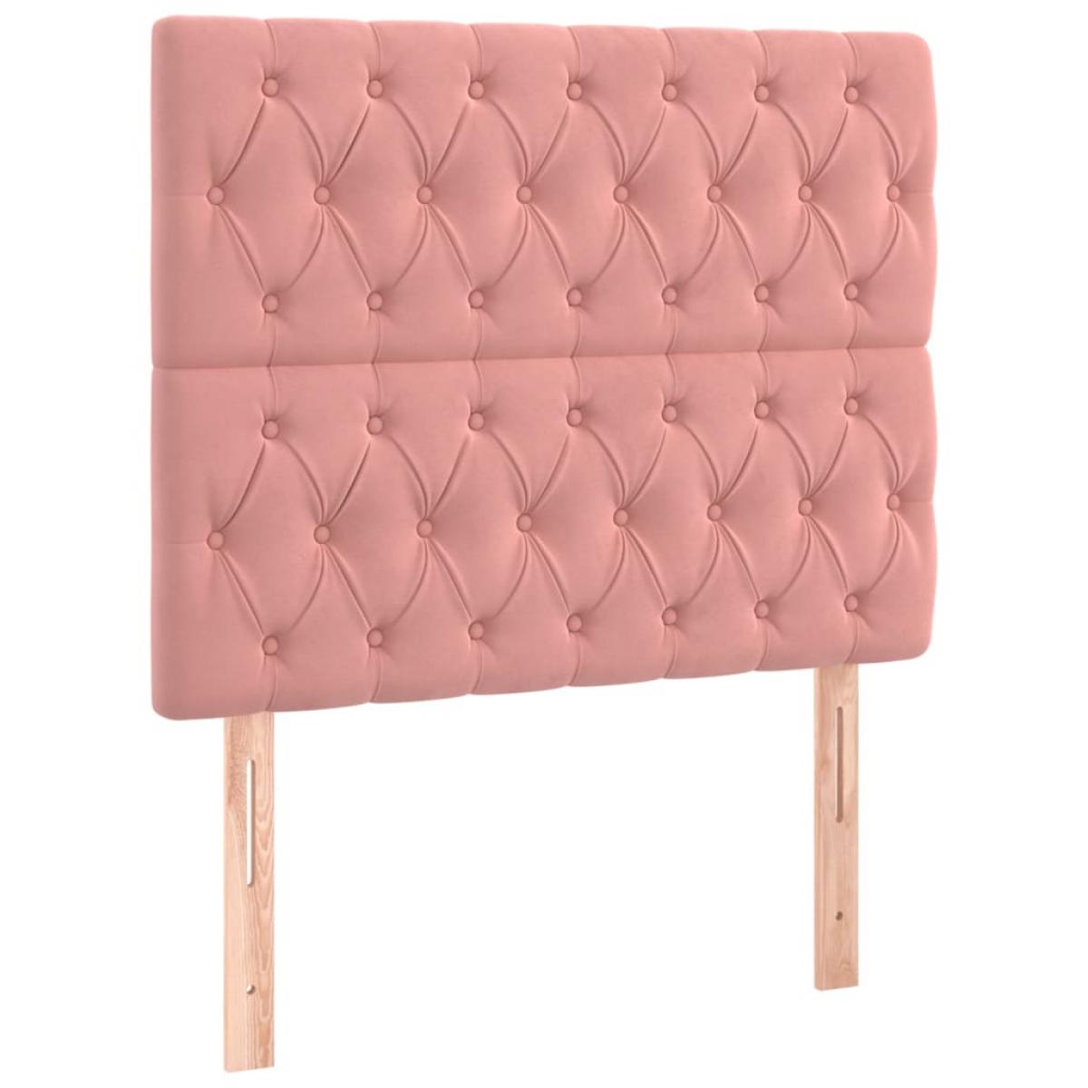 Cabeceros 2 unidades de terciopelo rosa 90x7x78/88 cm