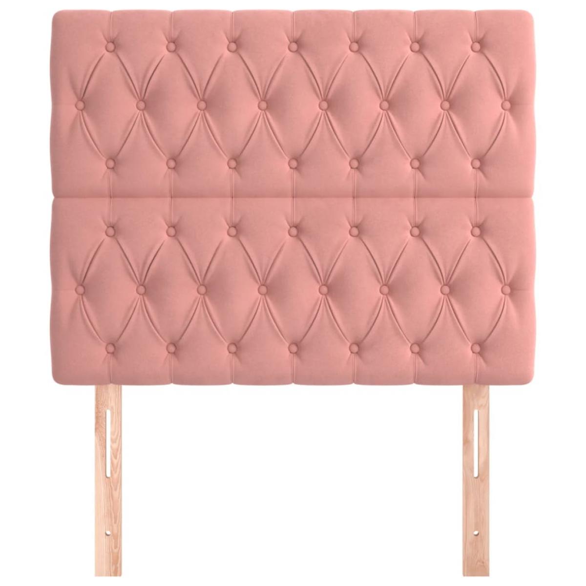 Cabeceros 2 unidades de terciopelo rosa 90x7x78/88 cm