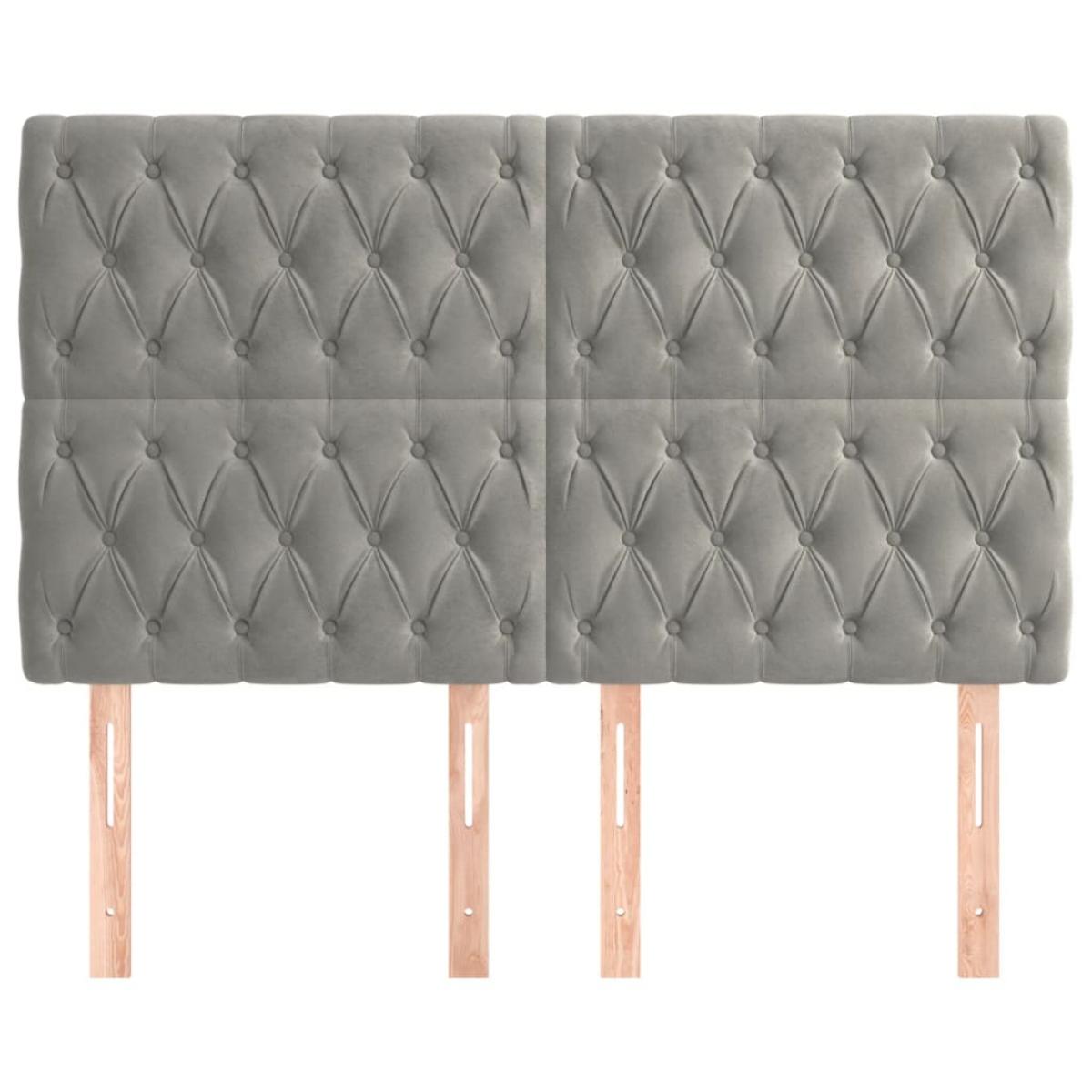 Cabeceros 4 unidades terciopelo gris claro 72x7x78/88 cm