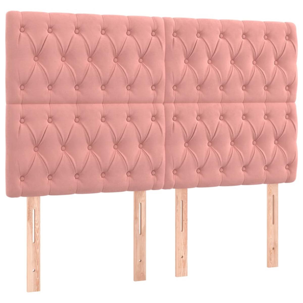 Cabeceros 4 unidades de terciopelo rosa 72x7x78/88 cm