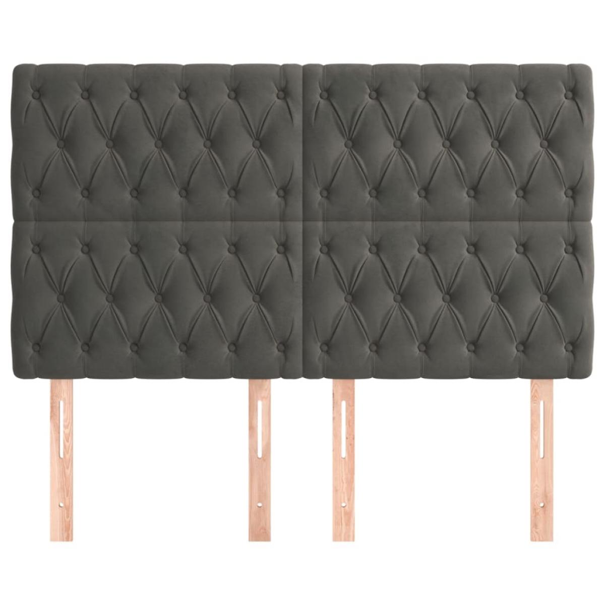 Cabeceros 4 unidades de terciopelo gris oscuro 80x7x78/88 cm