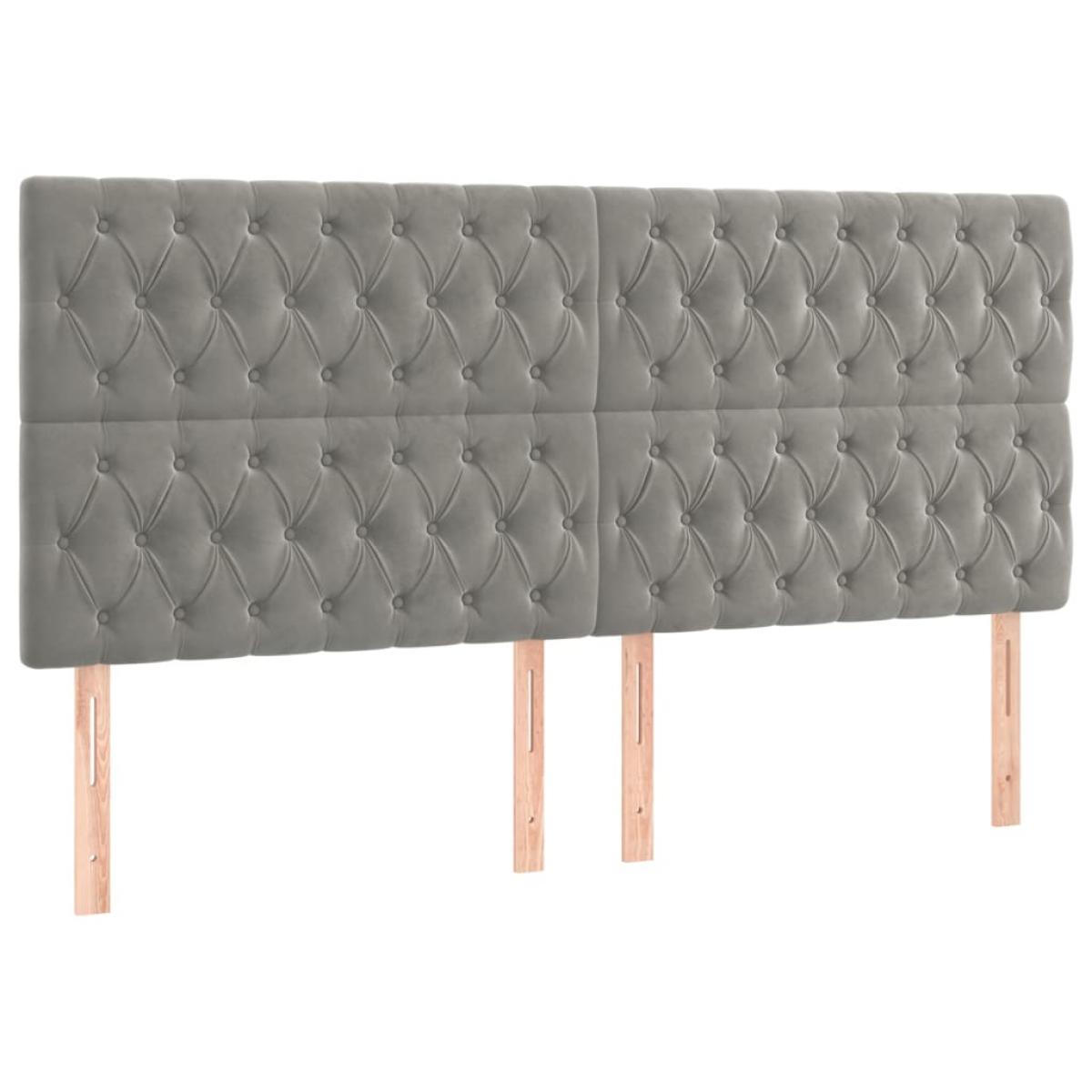 Cabeceros 4 unidades de terciopelo gris claro 90x7x78/88 cm
