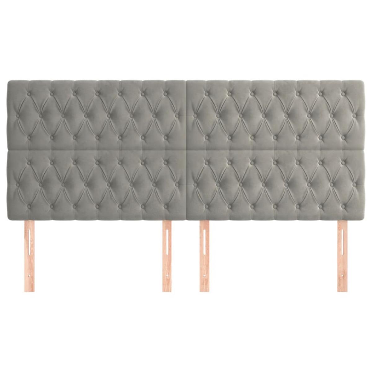 Cabeceros 4 unidades de terciopelo gris claro 90x7x78/88 cm