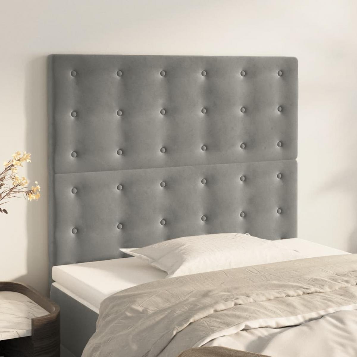 Cabeceros 2 unidades de terciopelo gris claro 80x5x78/88 cm