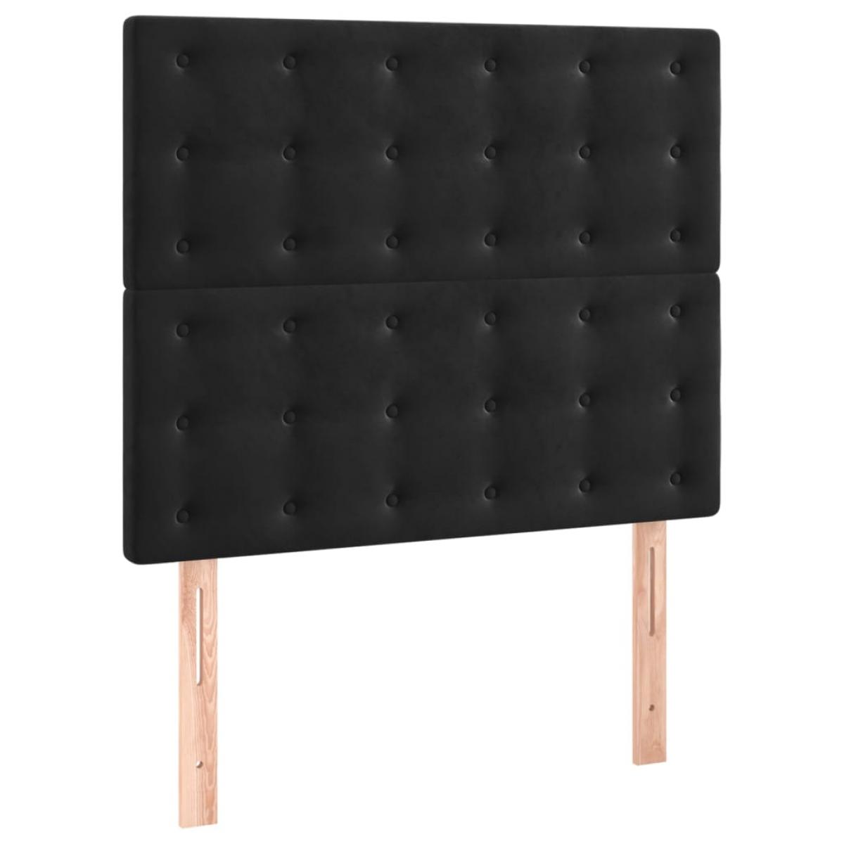 Cabeceros 2 unidades de terciopelo negro 90x5x78/88 cm