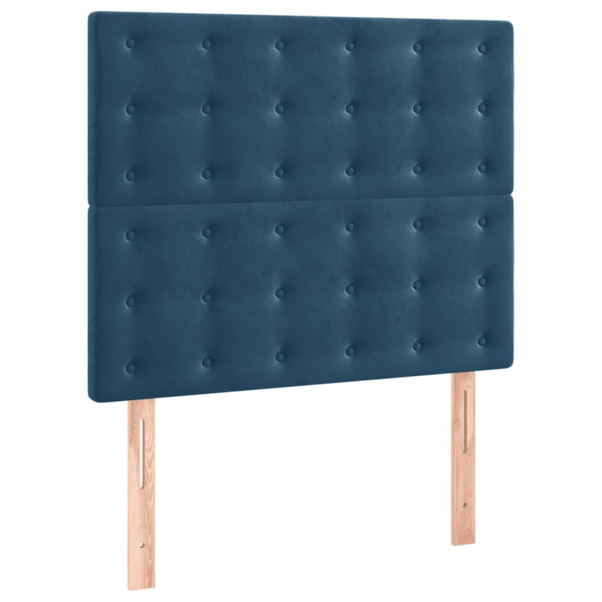 Cabeceros 2 unidades de terciopelo azul oscuro 90x5x78/88 cm