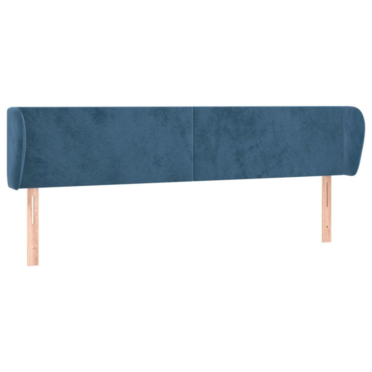 Cabecero de terciopelo azul oscuro 163x23x78/88 cm