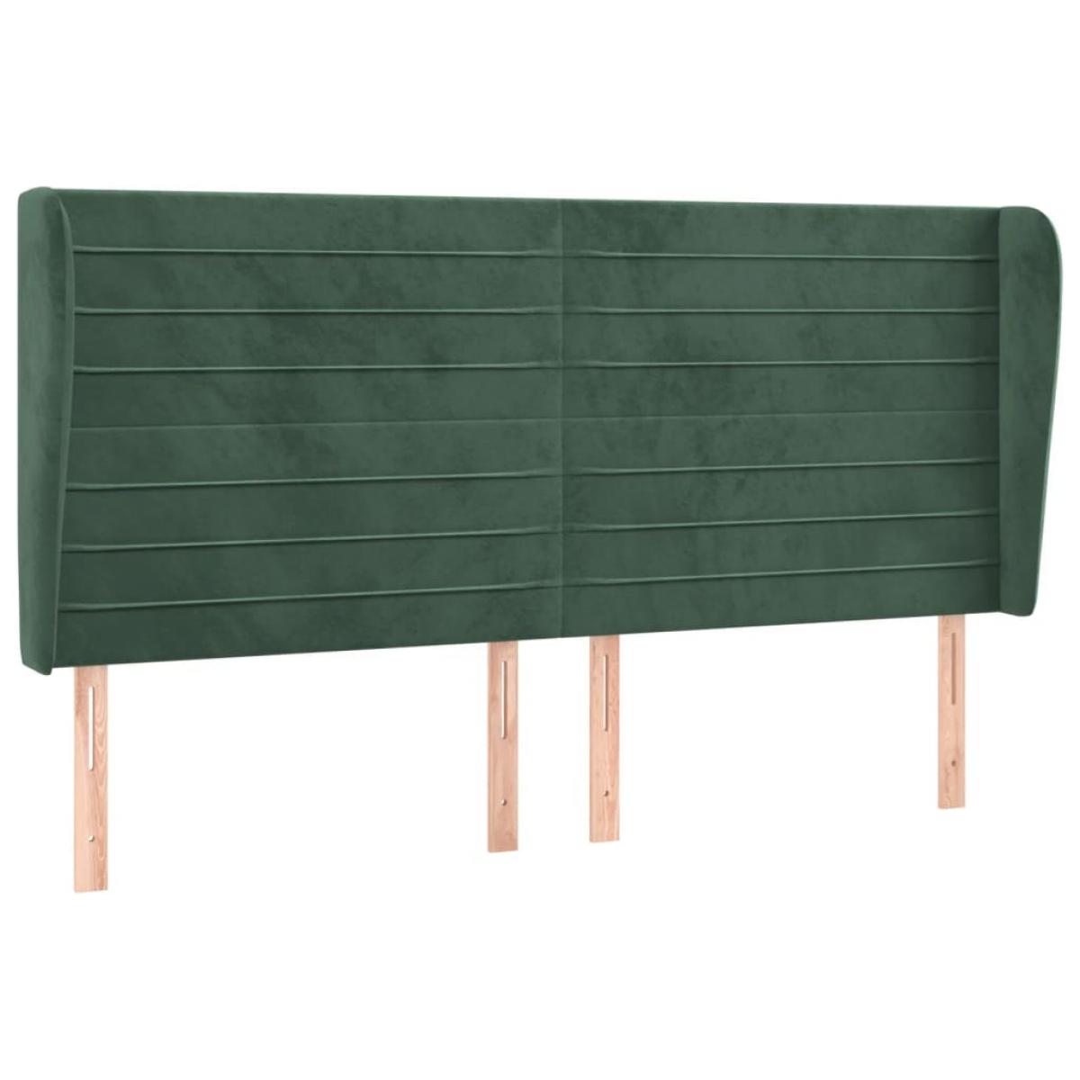 Cabecero con orejas de terciopelo verde oscuro 203x23x118/128cm