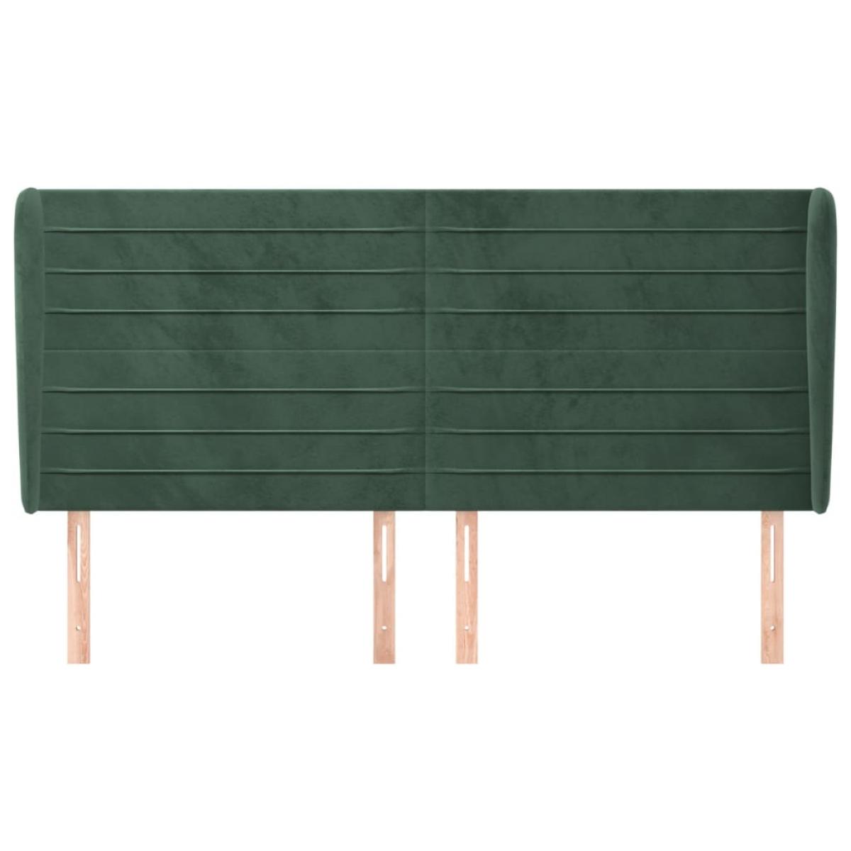 Cabecero con orejas de terciopelo verde oscuro 203x23x118/128cm
